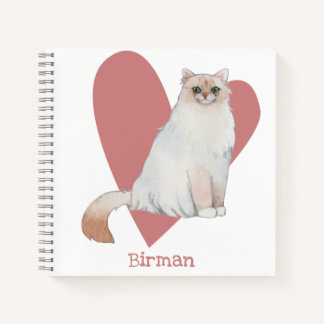 バーマンキャットウォーター色子猫ピンクハートジャーナル ノートブック