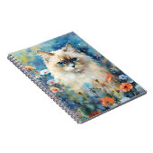 バーマンキャットカラフル水彩画 ノートブック (右側)