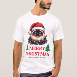 バーマンキャットクリスマスハットクリスマス Tシャツ