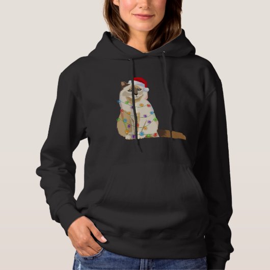 バーマンキャットクリスマスライトクリスマス猫好きサンタH パーカ (正面)