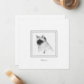 バーマンキャットフラットノートカードのチョークスケッチ ノートカード (正面/裏面インサイチュ)