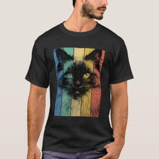 バーマンキャットポートレートヴィンテージスタイルママパパ Tシャツ