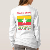 バーマ ミャンマー 国旗 赤 カスタマイズ 女性用 Tシャツ (裏面)