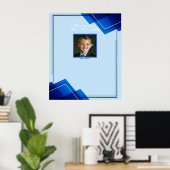 バーミッツバモダンーブルージオメトリック ポスター (ホームオフィス)