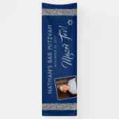 バーミツバシルバーブルーウェルカムマゼルTOVラージ 横断幕 (縦)