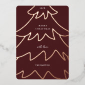 バーミニマルグンディ箔クリスマスツリー写真 箔シーズンカード (正面)