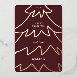 バーミニマルグンディ箔クリスマスツリー写真 箔シーズンカード