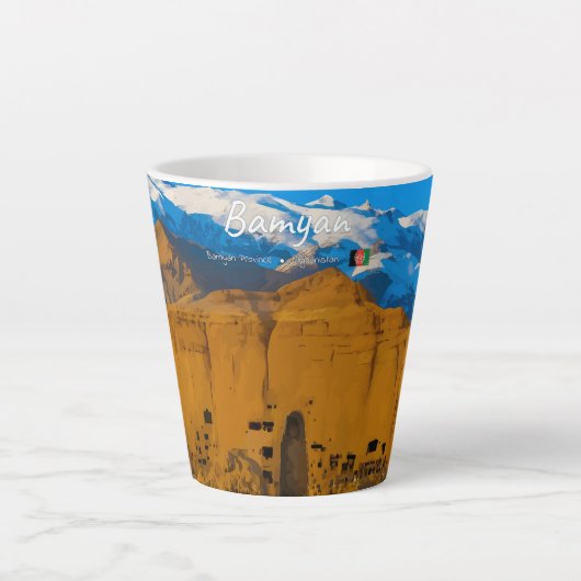 バーミヤン、アフガニスタン - 仏陀の崖の谷 小 カフェラテマグ (正面)