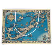 バーミューダ諸島のヴィンテージの古い地図 ラージペーパーバッグ (正面)