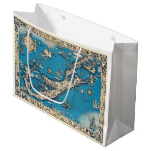 バーミューダ諸島のヴィンテージの古い地図 ラージペーパーバッグ