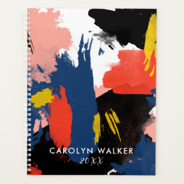 バーミリオンブラック&ネイビー – 抽象芸術水彩 プランナー手帳