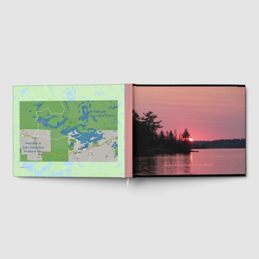 バーミリオン湖の夕日と地図 ゲストブック (全面)