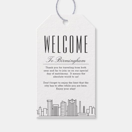 バーミンガムのスカイライン | お迎えメッセージ ギフトタグ (正面)