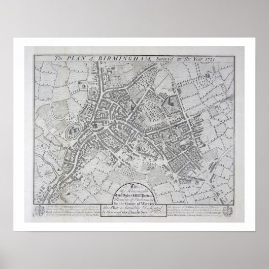 バーミンガムの計画1731年、1789年に刊行（版画） ポスター (正面)