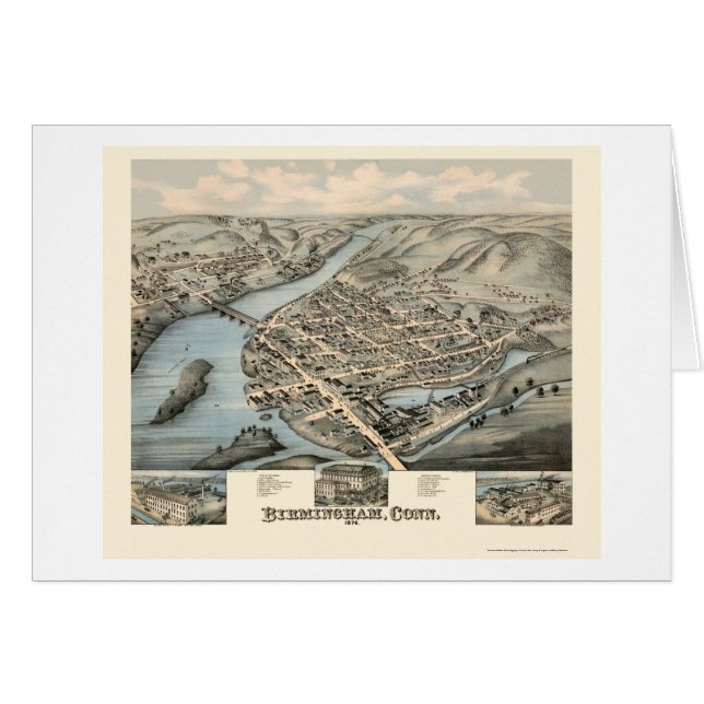 バーミンガムのCTのパノラマ式の地図- 1876年 (正面横)