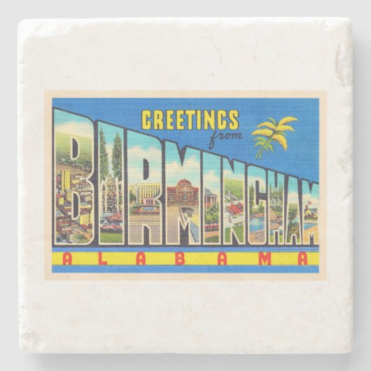 バーミンガムアラバマヴィンテージ大レターはがき2 ストーンコースター (正面)