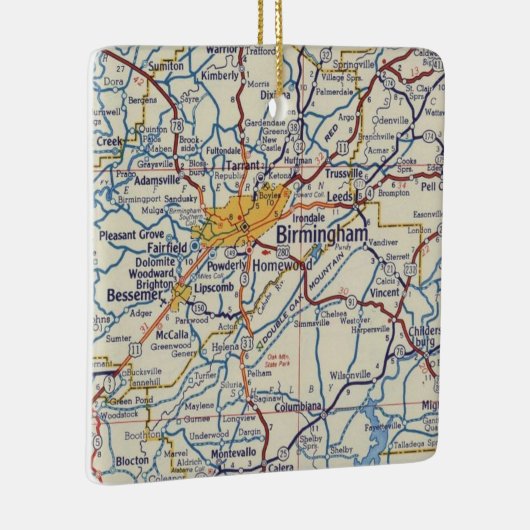 バーミンガムアラバマ地図とクリスマスオーナメント セラミックオーナメント (右)