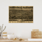 バーミンガムアラバマ1885アンティークパノラママップ ポスター (キッチン)