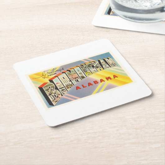 バーミンガムアラバマALオールドヴィンテージ旅行記念品 スクエアペーパーコースター (アングル)