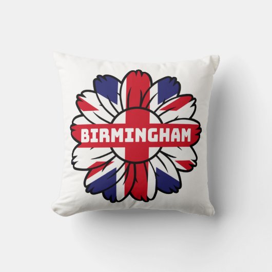 バーミンガムユニオンジャックサンフラワーイギリスプライド クッション (正面)