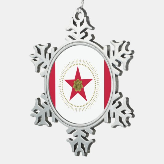 バーミンガム州旗，アラバマ州スノーフレークペーター・クリス スノーフレークピューターオーナメント (右)