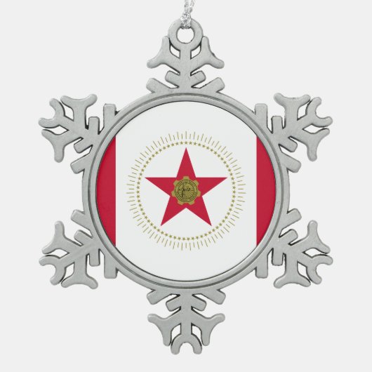 バーミンガム州旗，アラバマ州スノーフレークペーター・クリス スノーフレークピューターオーナメント (正面)