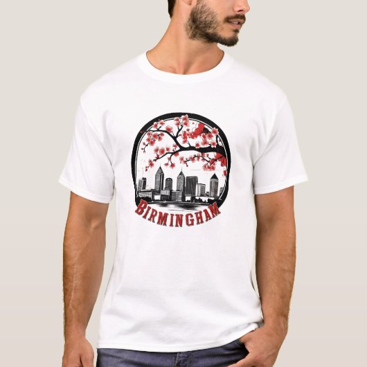バーミンガム市アラバマ州 スカイラインTシャツ Tシャツ (正面)