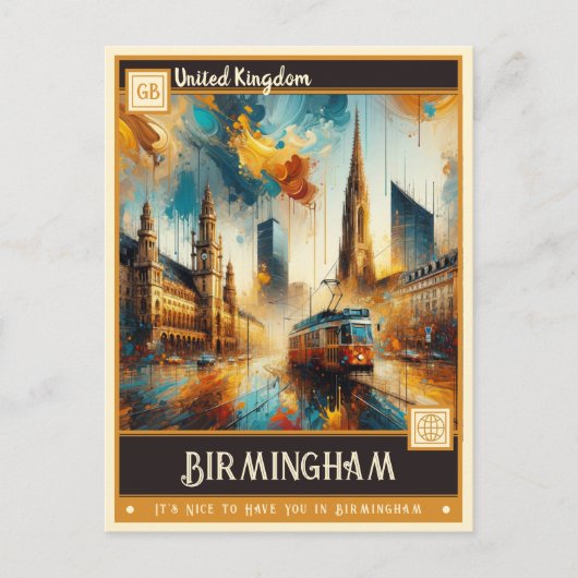バーミンガム統一された王国 |ヴィンテージ絵画ー ポストカード (正面)