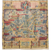 バーミンガム、イギリスののハート地図 シャワーカーテン (正面)