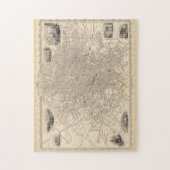 バーミンガム・イングランドのヴィンテージの地図（1851年） ジグソーパズル (縦)