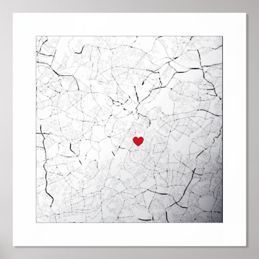 バーミンガム（英国）の地図　クラシック＆モダン　エレガントなギフト 箔ポスター (正面)