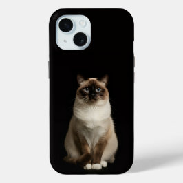 バーミーズキャット ブラック4ラグジュアリーiPhone 15ケース iPhone 15ケース