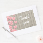 バームウッドのピンクのかわいいハートありがとう 長方形シール (封筒)