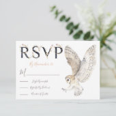 バームフクロウの結婚水彩反応カードRSVP 出欠カード (スタンド正面)