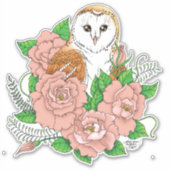バームフクロウピンク花ブルー シール (正面)
