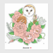 バームフクロウピンク花ブルー シール (シート)