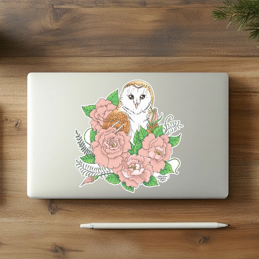 バームフクロウピンク花ブルー シール