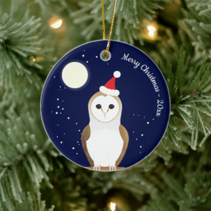 バームフクロウ動物のクリスマス セラミックオーナメント