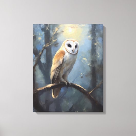 バームフクロウ夢の風景、油絵 キャンバスプリント (正面)