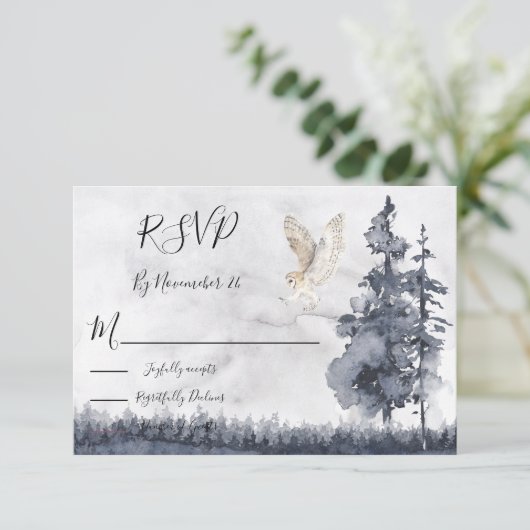 バームフクロウ林結婚林の応答カード 出欠カード (スタンド正面)