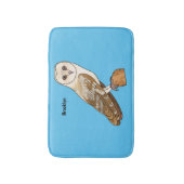 バームフクロウ鳥の漫画イラストレーション バスマット (正面縦)