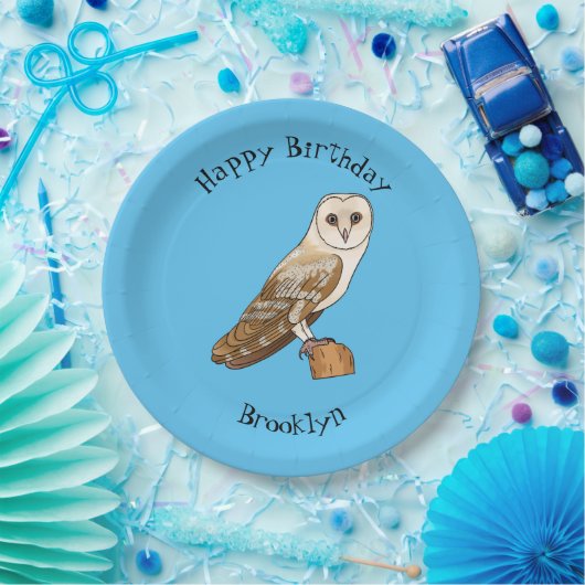 バームフクロウ鳥の漫画イラストレーション ペーパープレート (パーティー)