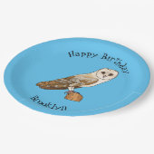 バームフクロウ鳥の漫画イラストレーション ペーパープレート (アングル)