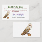 バームフクロウ鳥の漫画イラストレーション 名刺 (正面/裏面)