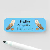 バームフクロウ鳥の漫画イラストレーション 名札 (インサイチュ)