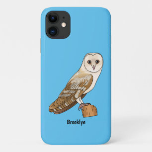バームフクロウ鳥の漫画イラストレーション iPhone 11 ケース