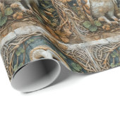 バームフクロウiCelticフォレストフレーム異教の自然スピリット ラッピングペーパー (ロールコーナー)