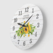 バームホイ素朴トグレイ木材ひまわりキッチン ラージ壁時計 (傾斜)