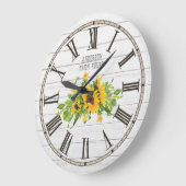 バームホイ素朴トグレイ木材ひまわりキッチン ラージ壁時計 (傾斜)
