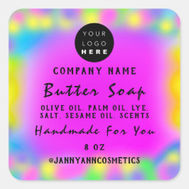 バーム石鹸化粧品ホログラフカスタムグのロゴ抽象芸術 スクエアシール